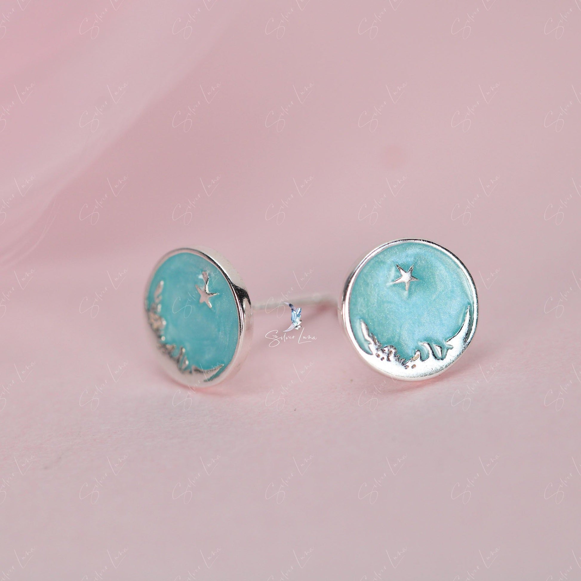 enamel starry sky stud earrings