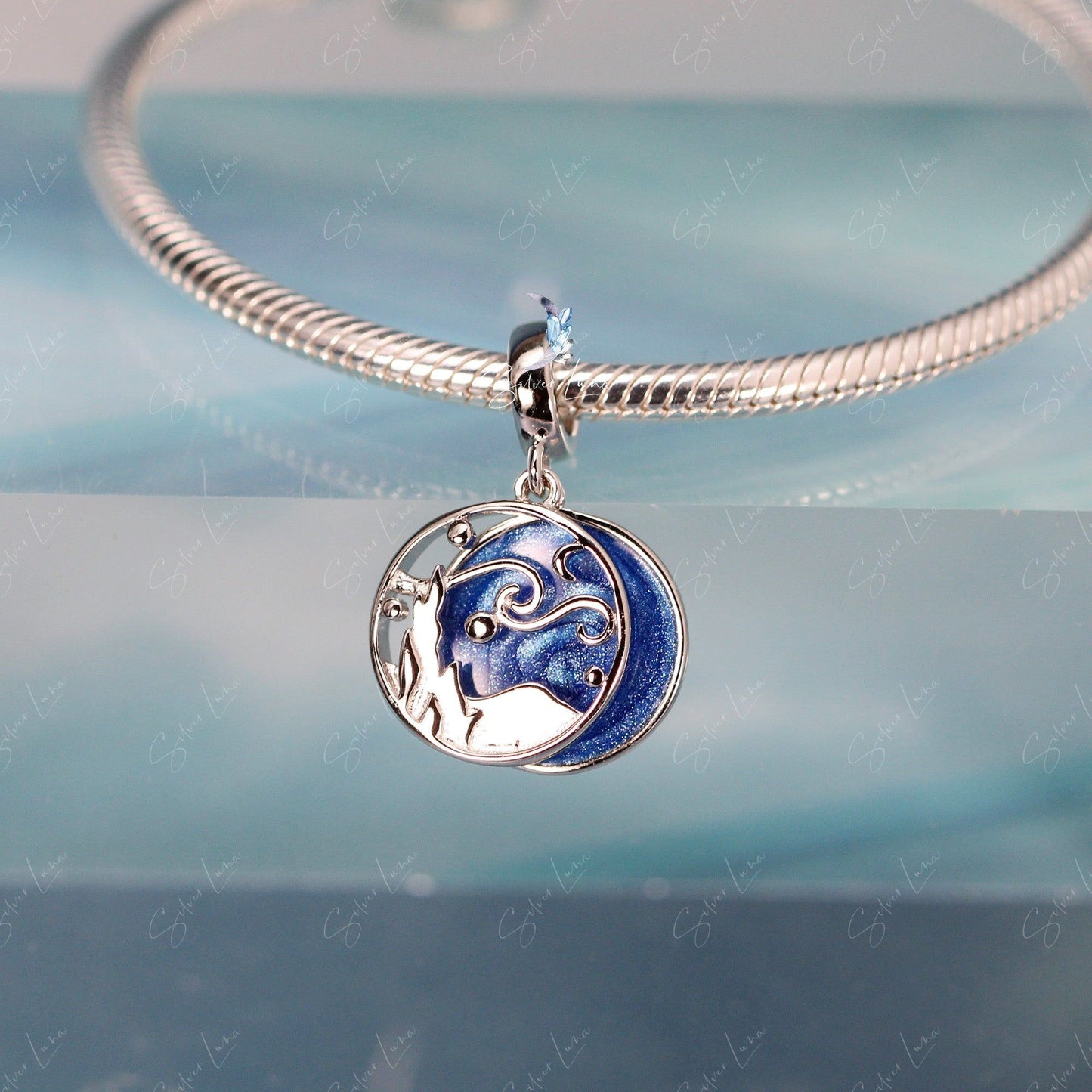 Van Gogh starry sky sterling silver dangle charm