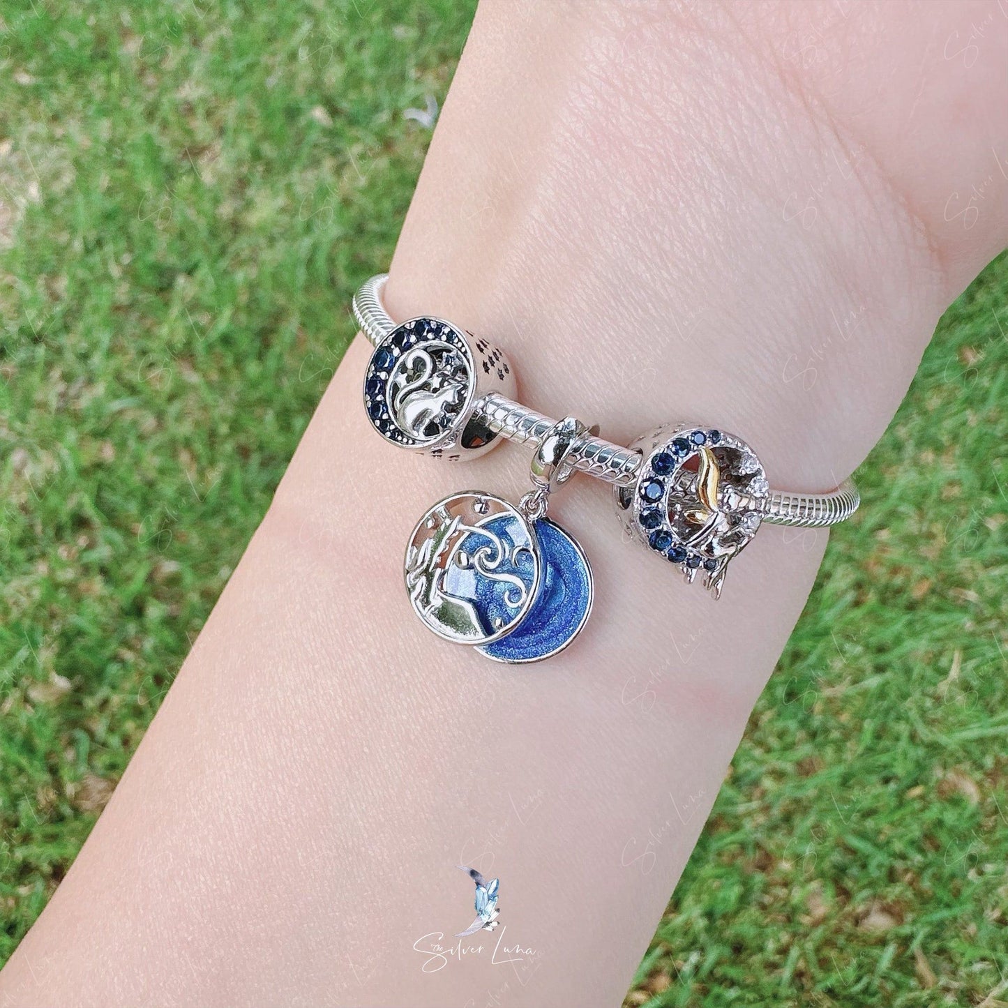 Van Gogh starry sky sterling silver dangle charm