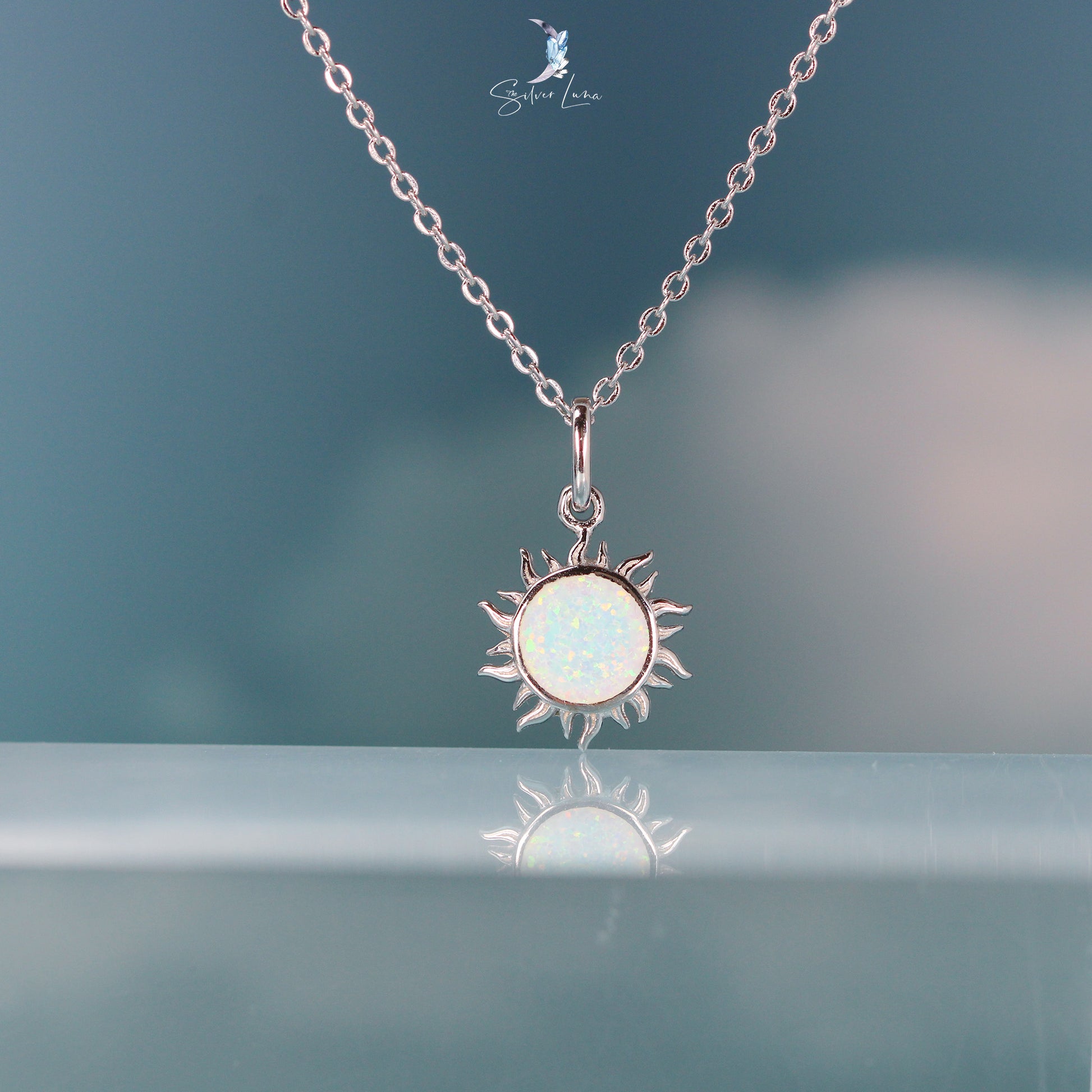opal sun pendant necklace