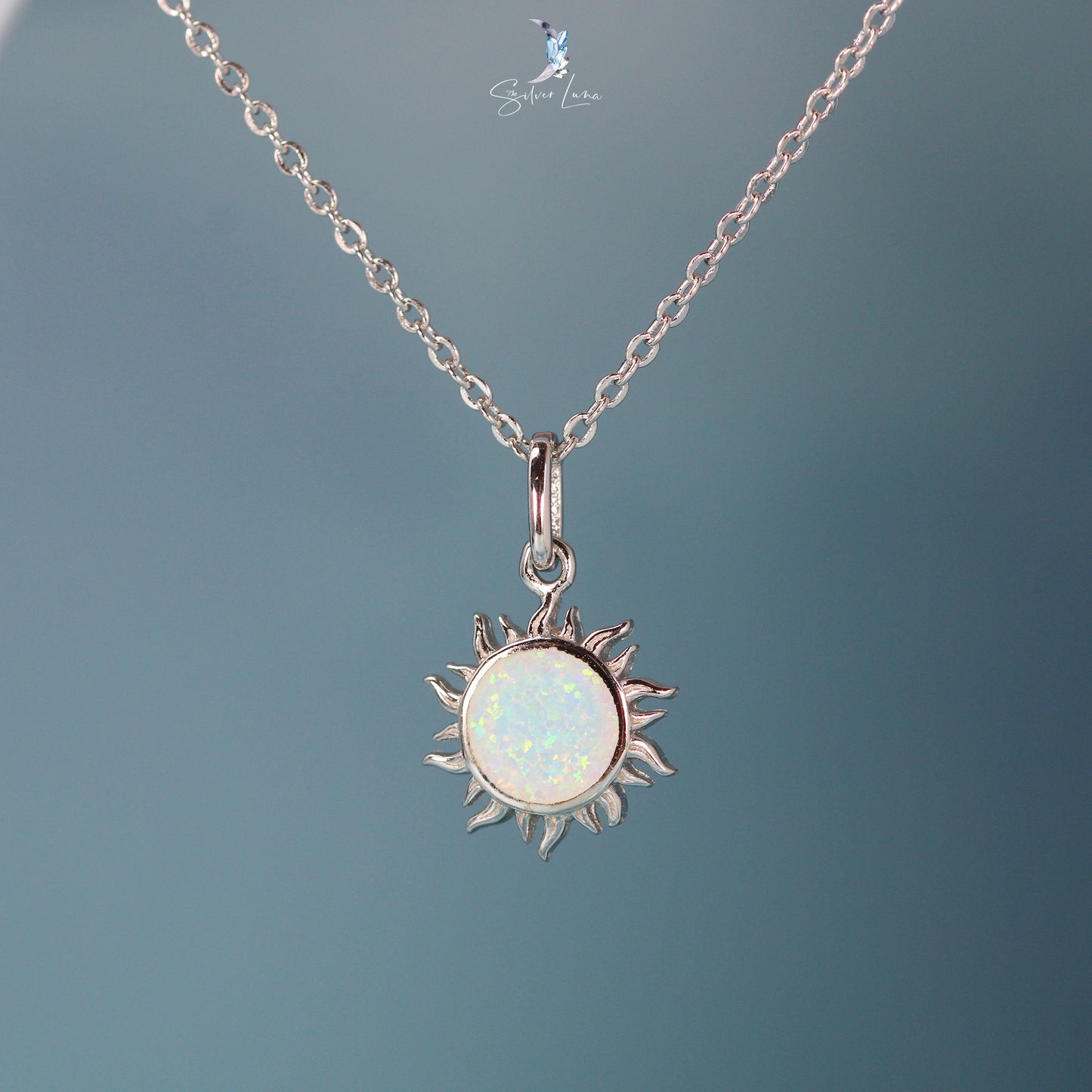 opal sun pendant necklace