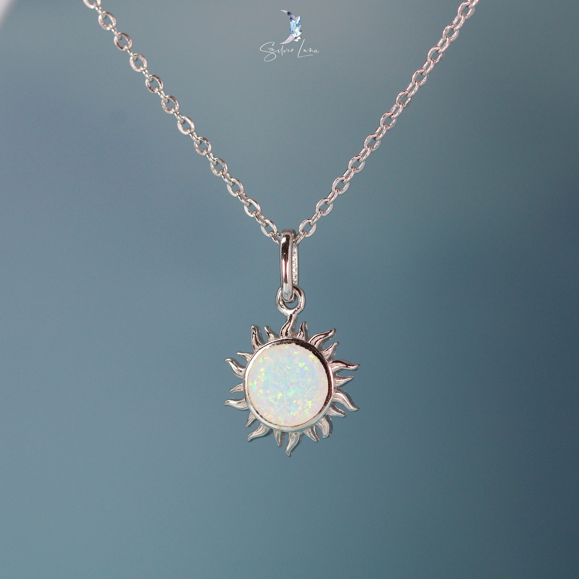 opal sun pendant necklace