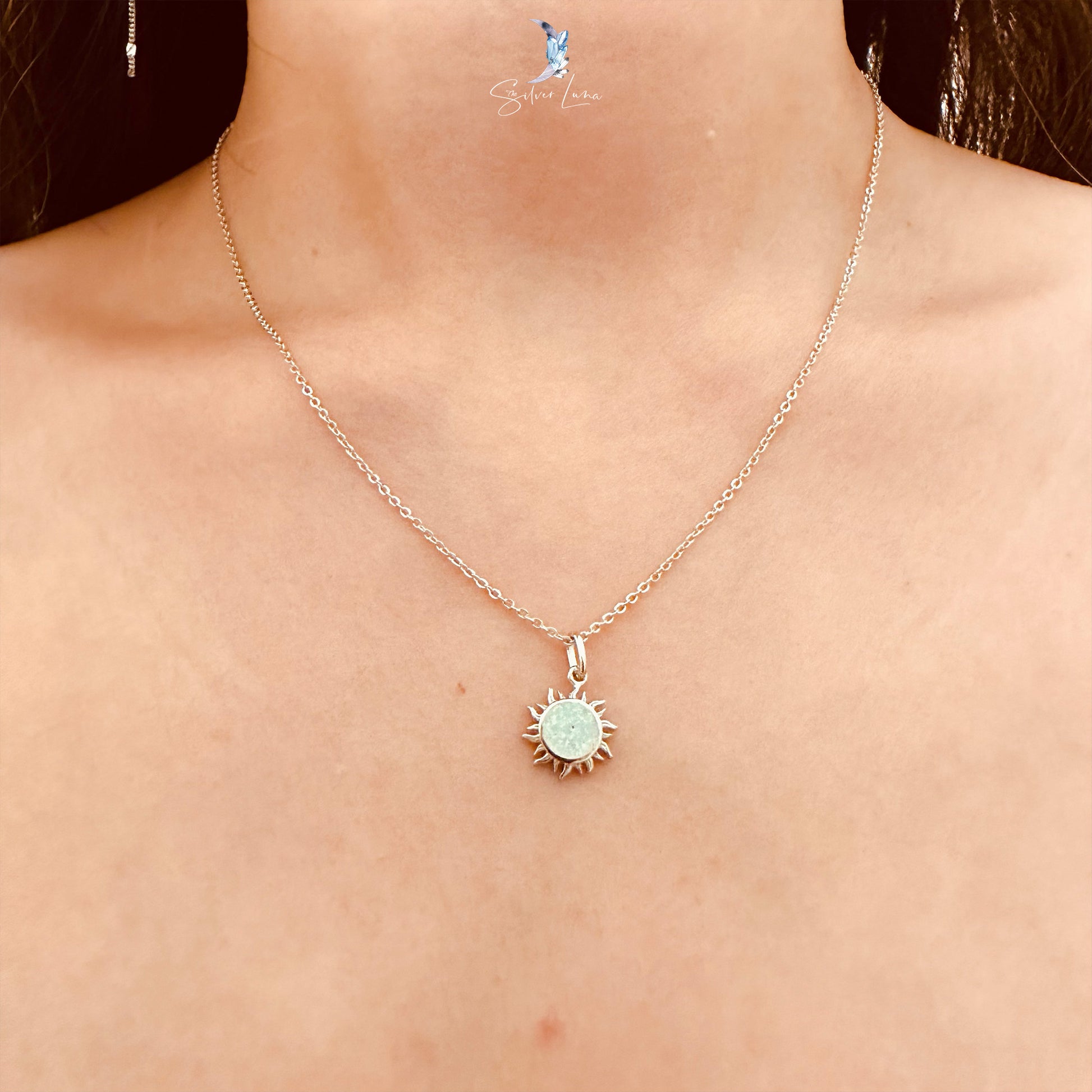 opal sun pendant necklace