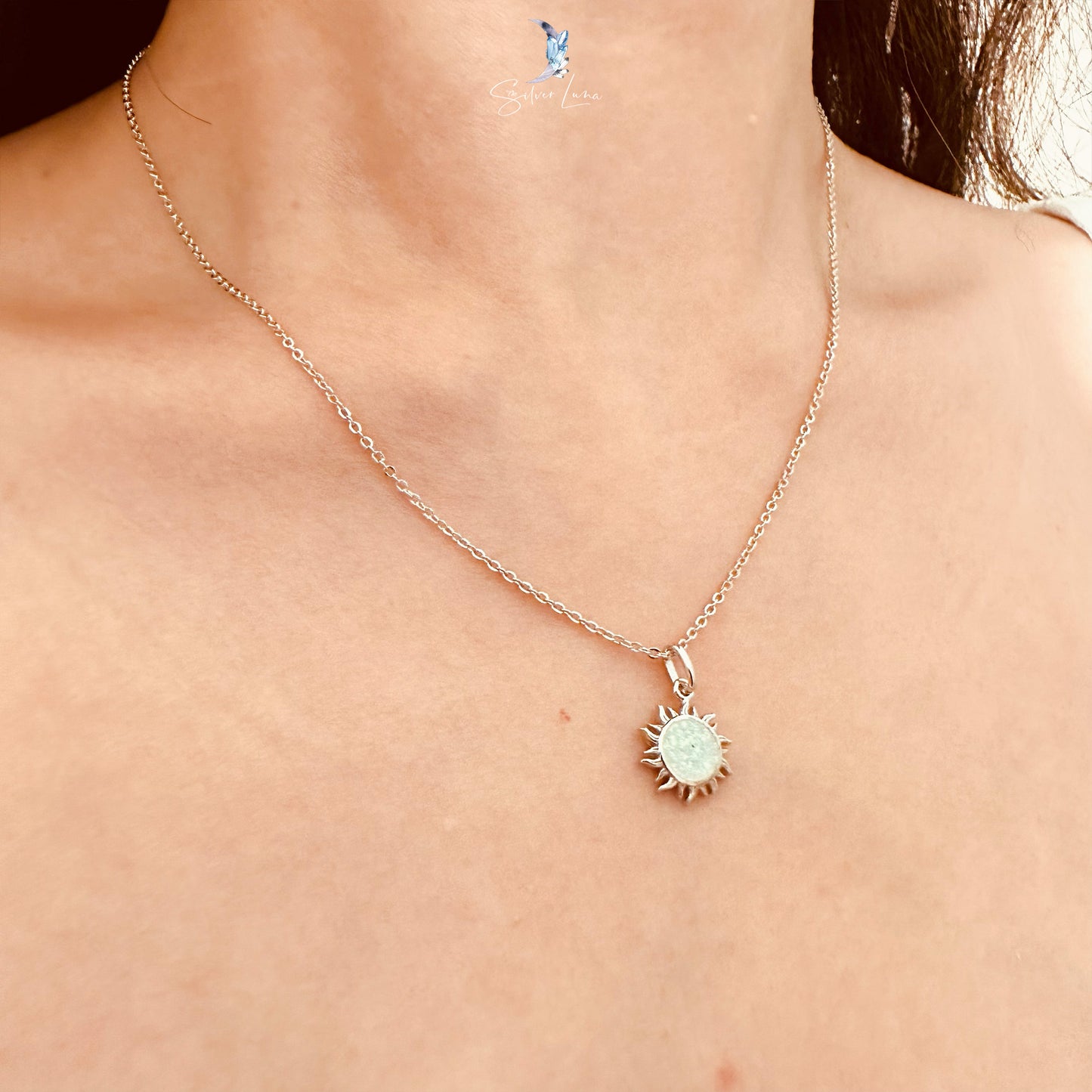 opal sun pendant necklace