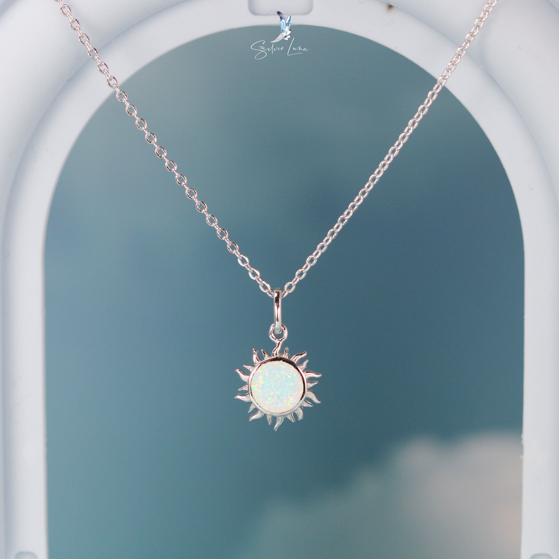 opal sun pendant necklace