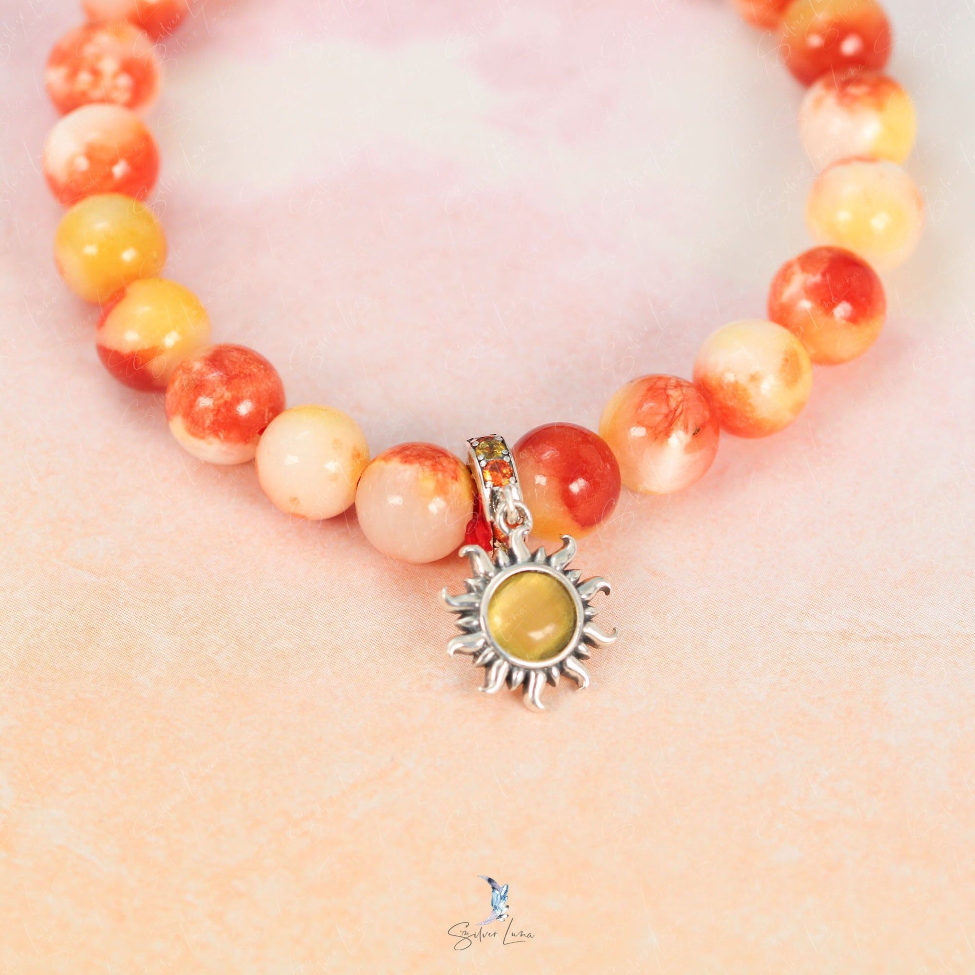 sun charm orange beaded bracelet