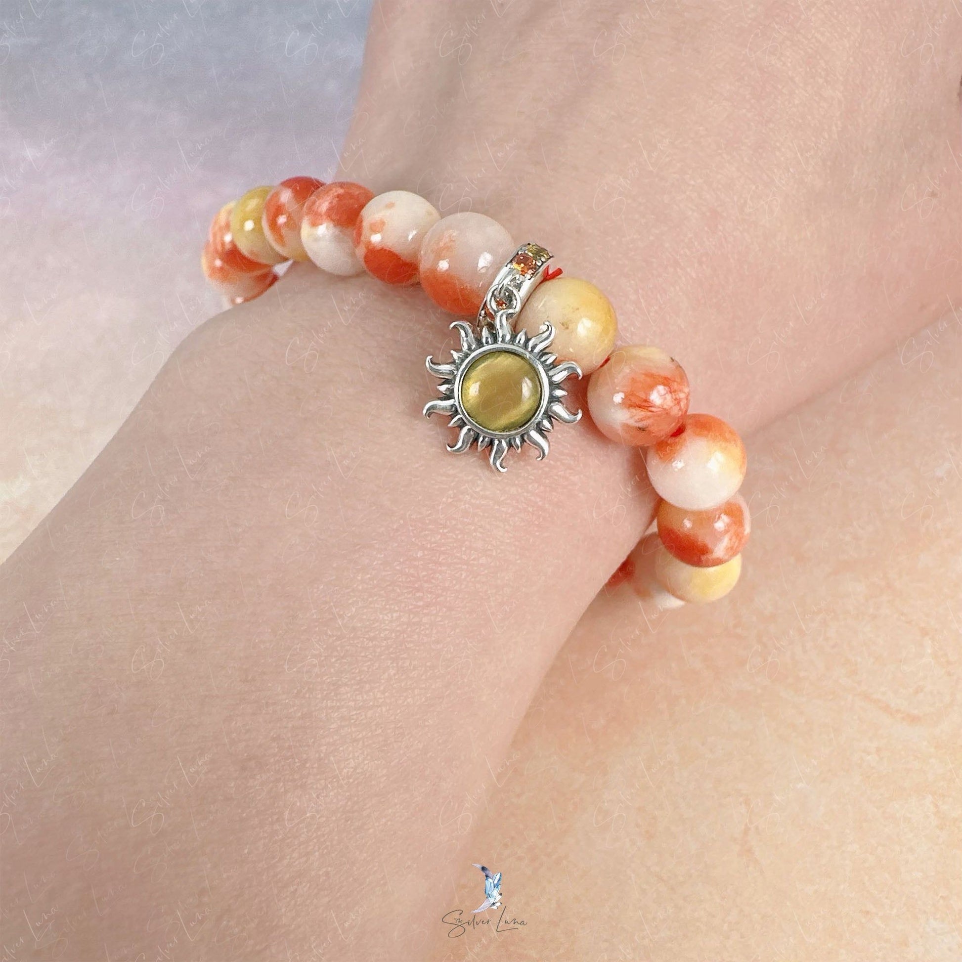 orange persian jade sun beaded bracelet