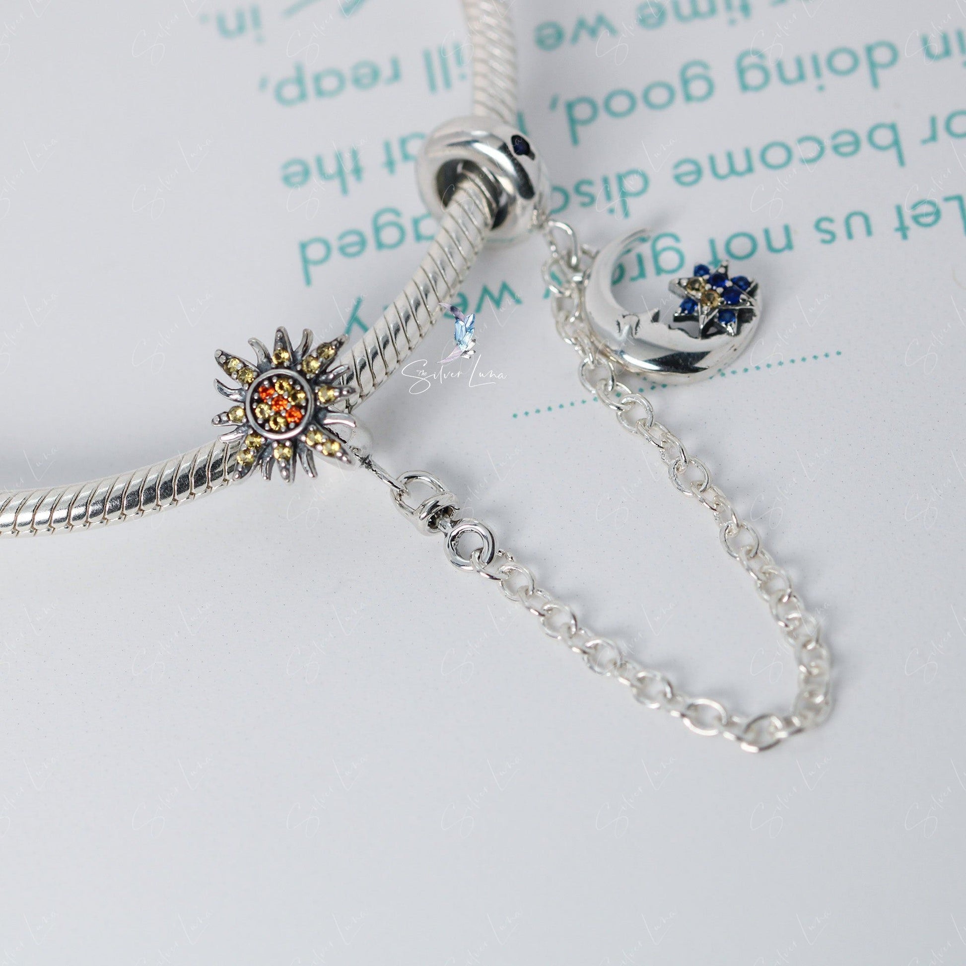 sun and moon safety chain for bracelet