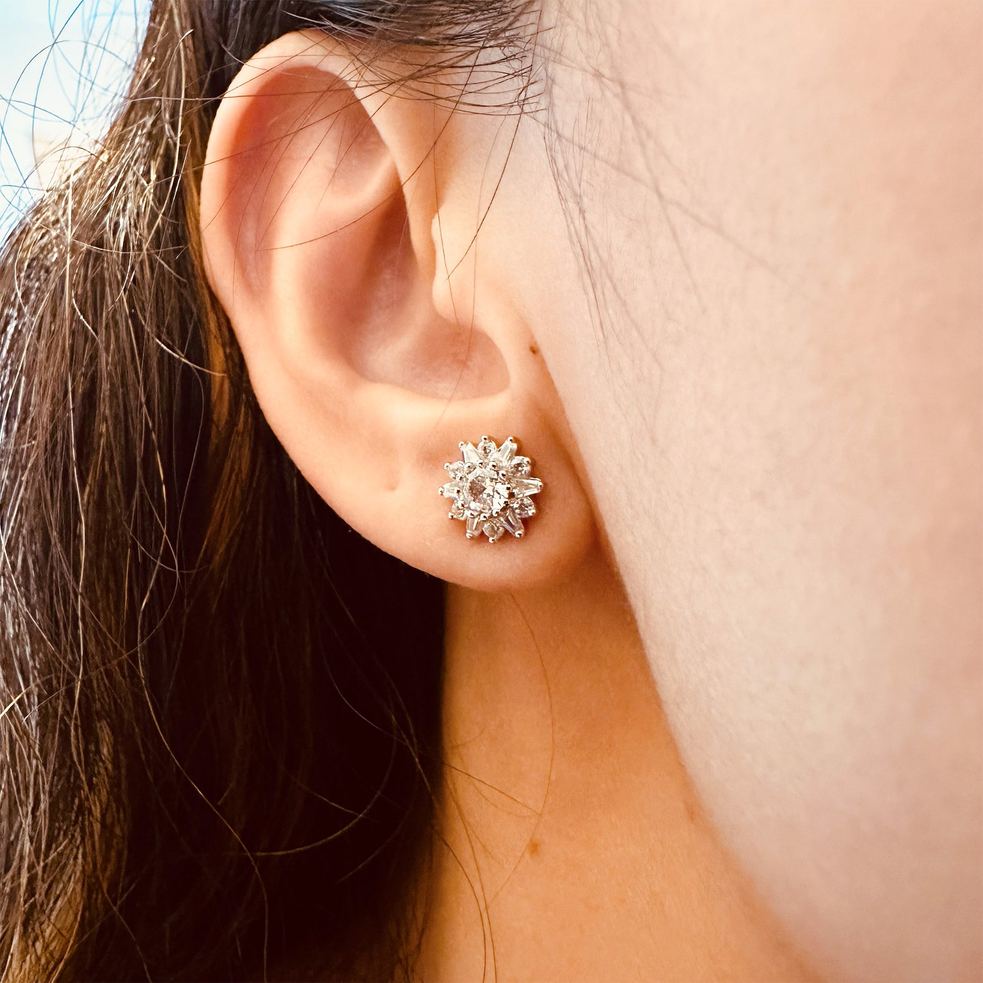 sun halo stud earrings