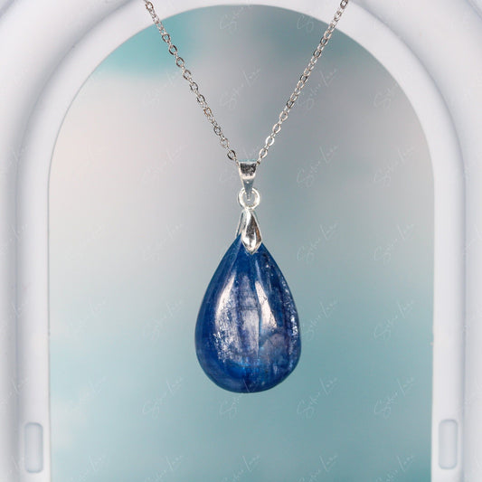 Blue Kyanite teardrop pendant necklace