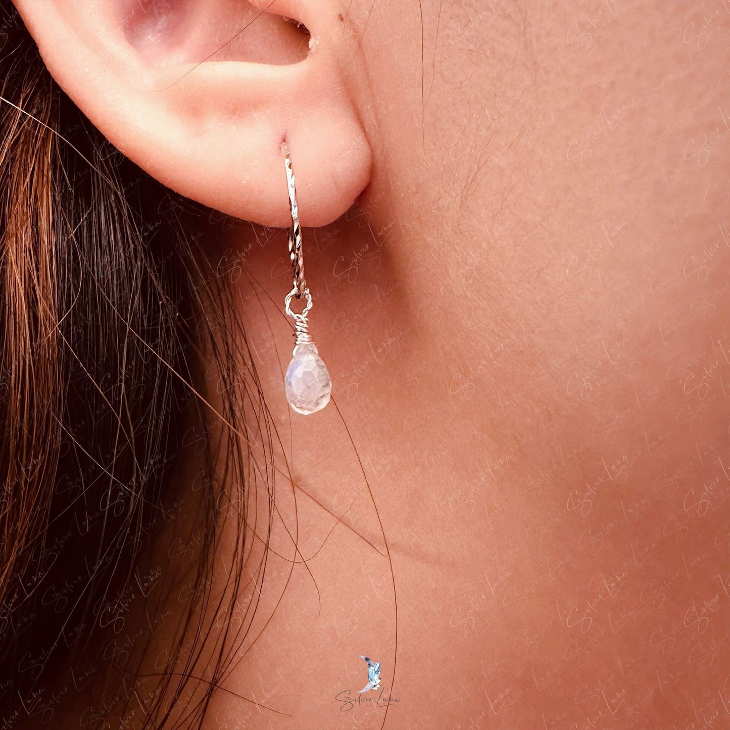 teardrop rainbow moonstone earrings