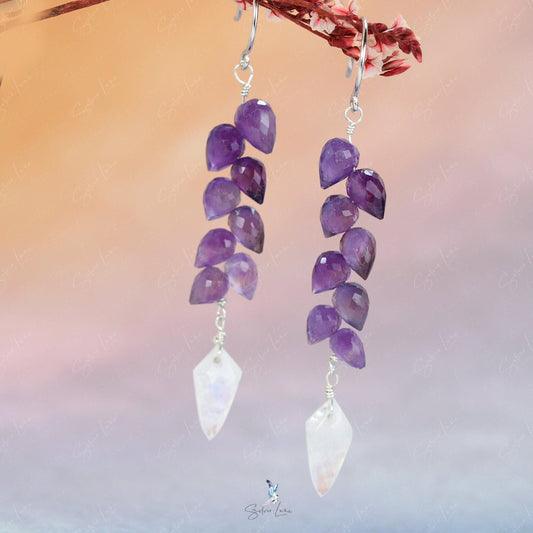 Amethyst moonstone earrings