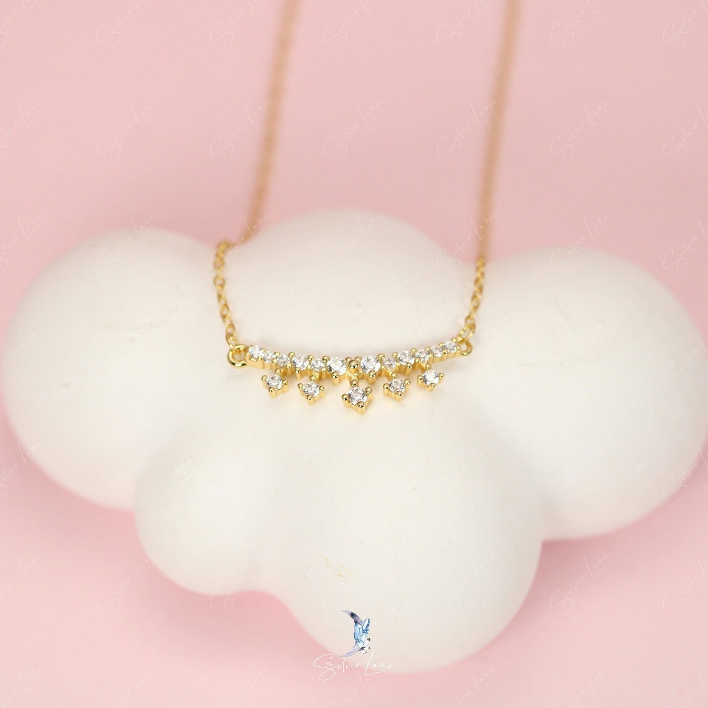 Dainty tiara pendant necklace in sterling silver