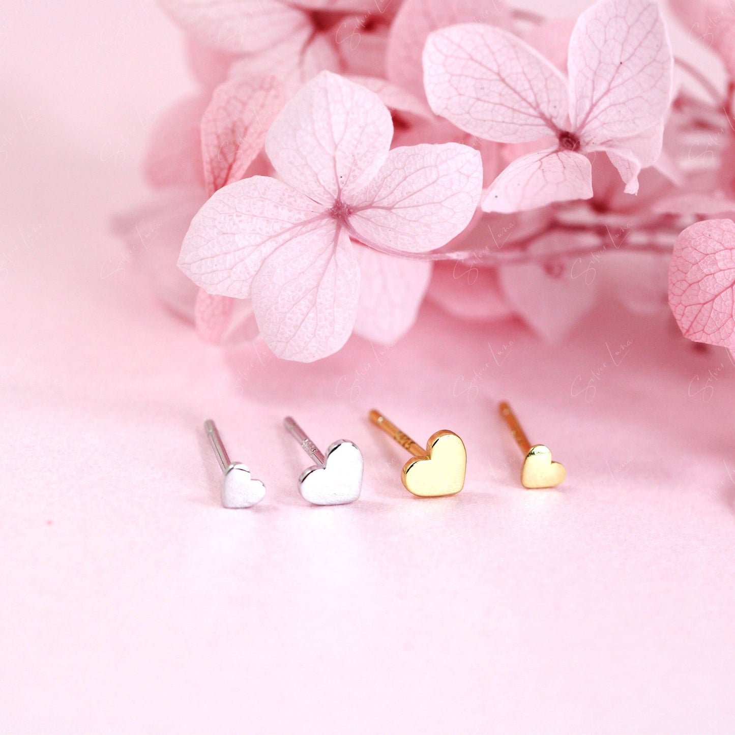 tiny heart stud earrings