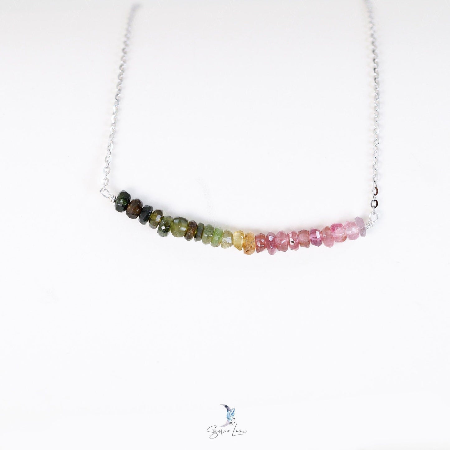rainbow tourmaline handmade necklace