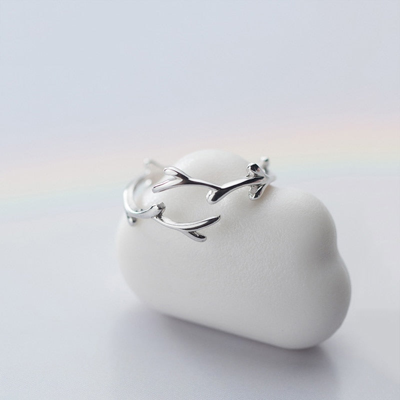 adjustable tree branch silver ring