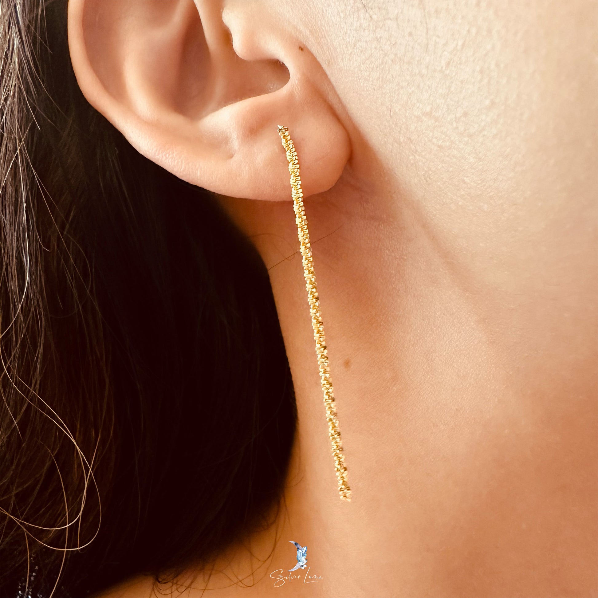 twist chain minimalist drop earrings