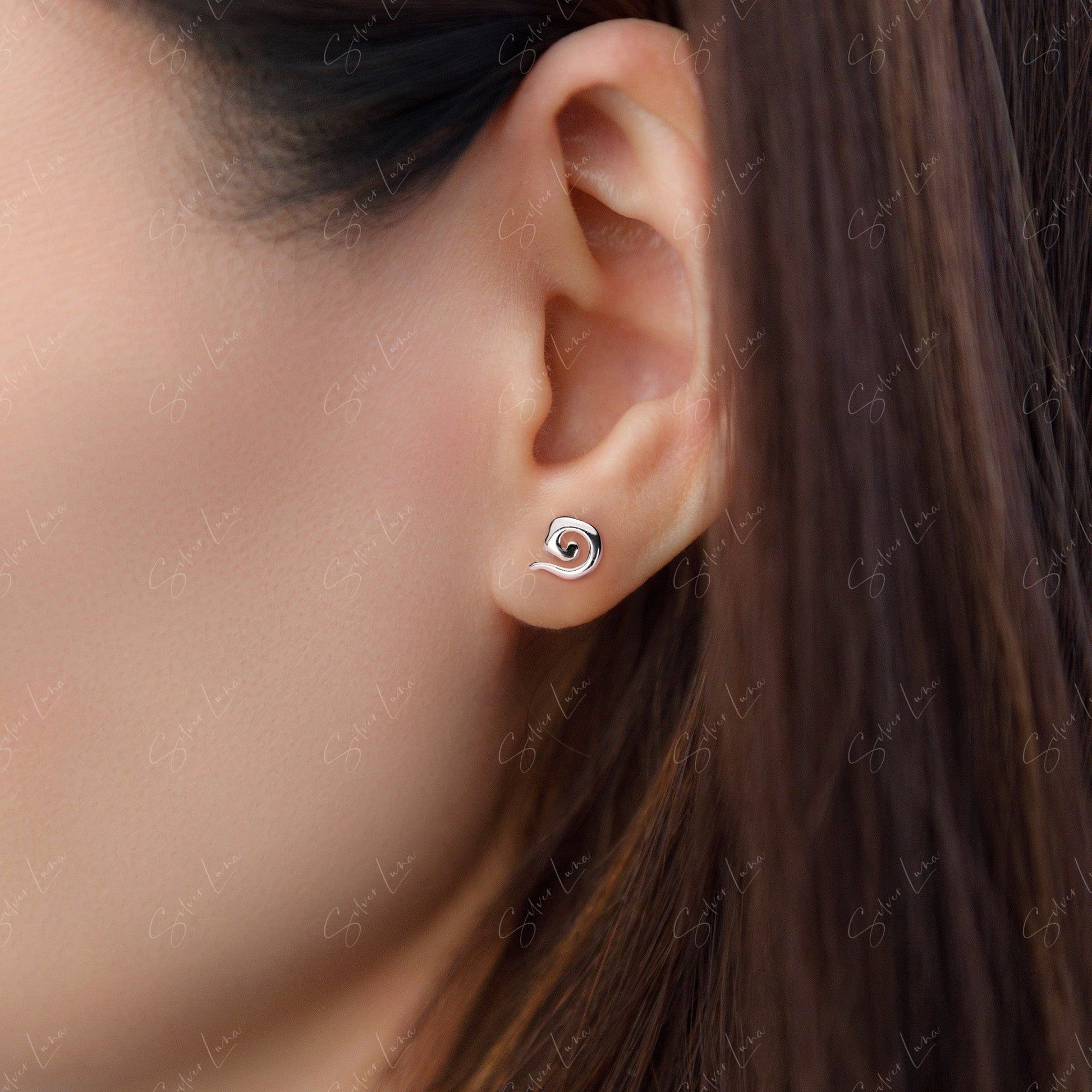 Japanese Cloud Motif Sterling Silver Stud Earrings