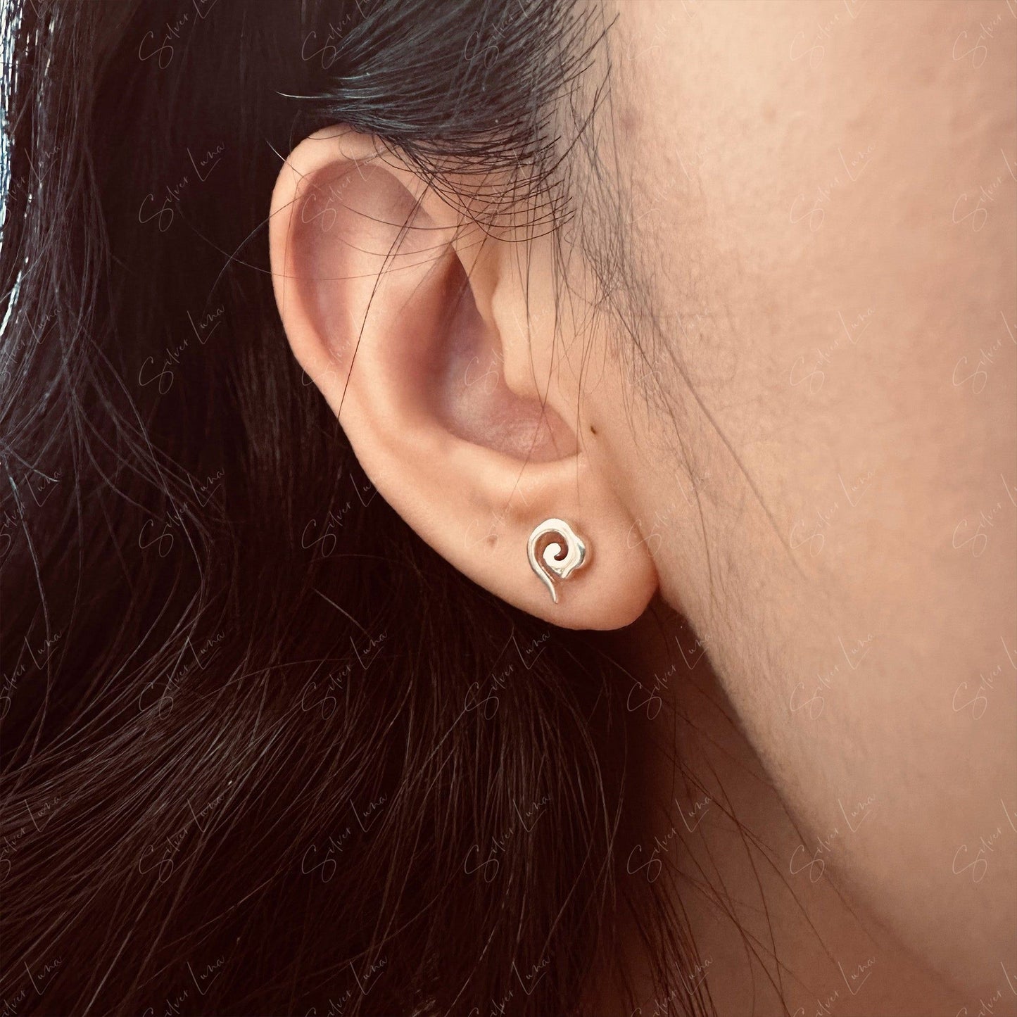 silver cloud stud earrings
