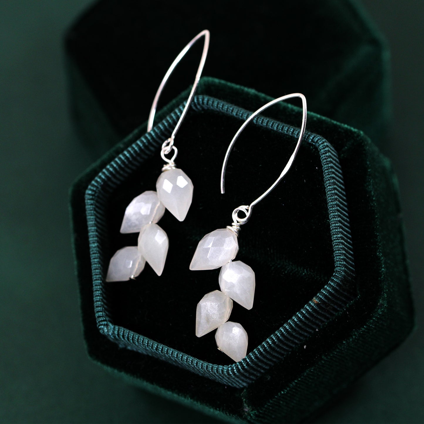 moonstone wheat ear dangle drop earrings