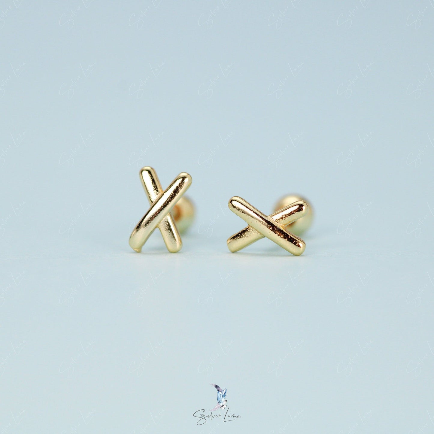 X screw back stud earrings