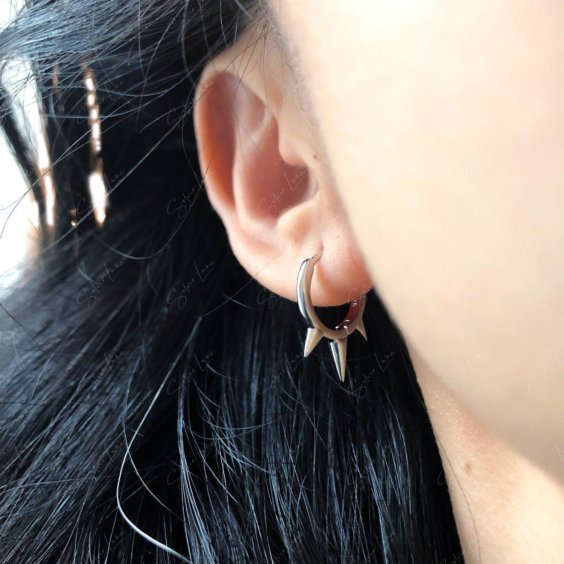 spike hoop earrings ear huggies