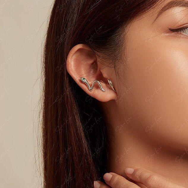 snake silver earrings