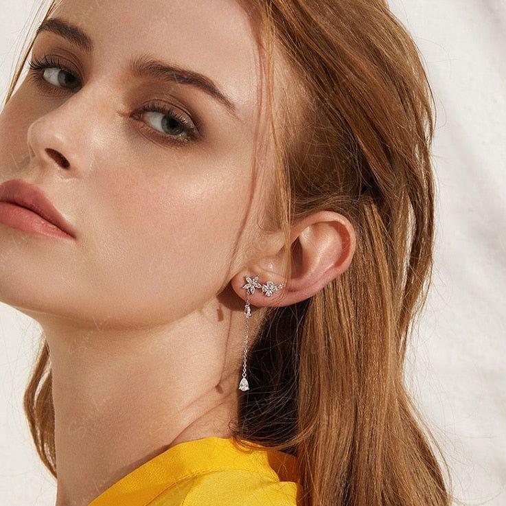 flower dangle teardrop earrings