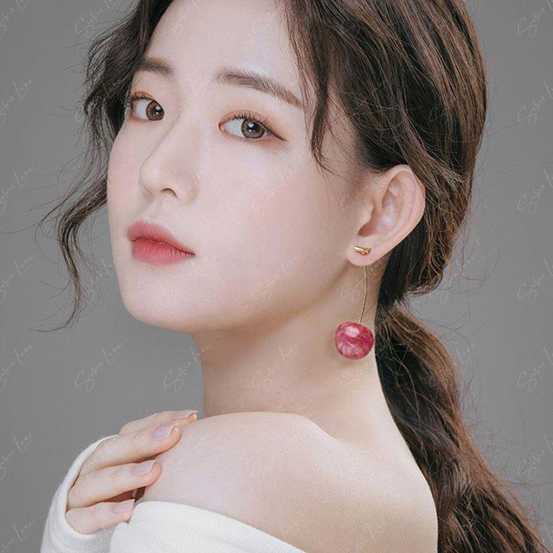 Cherry fruit dangle drop earrings
