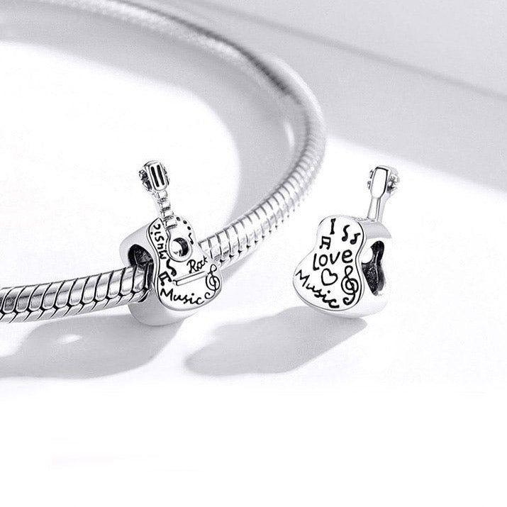 silver guitar charm for bracelet