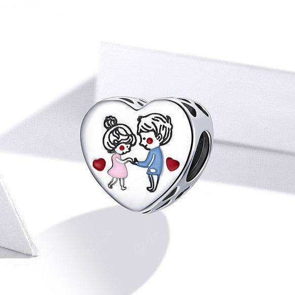 love heart bead charm