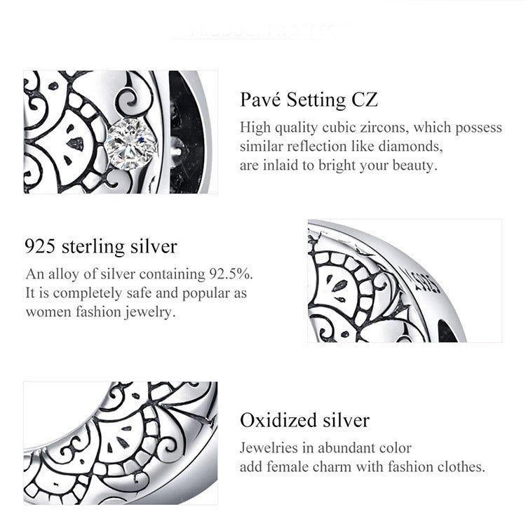 Crescent moon sterling silver charm for bracelets