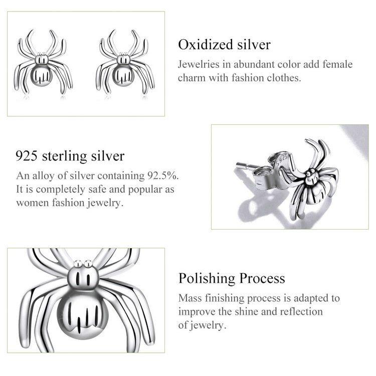 Sterling silver spider sterling silver stud earrings