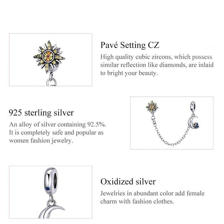 Sun and moon safety chain for bracelets