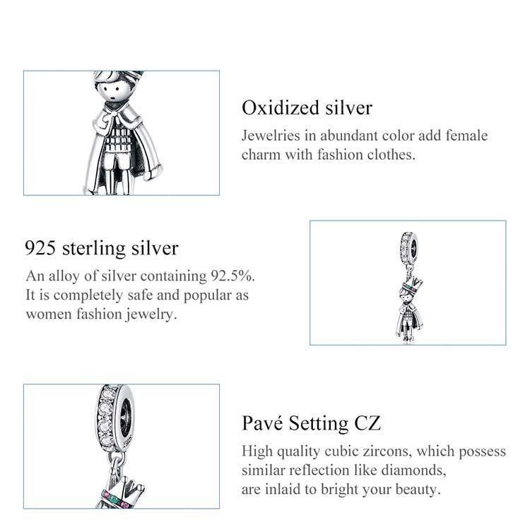 Royal Princess and Prince dangle pendant charm