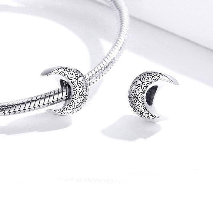 silver crescent moon charm