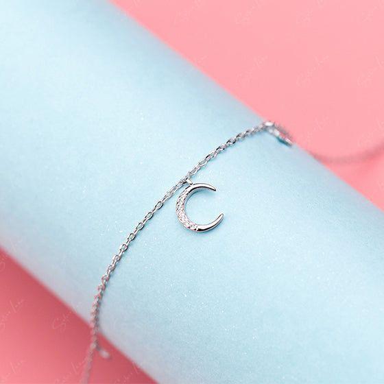 moon and star sterling silver anklet