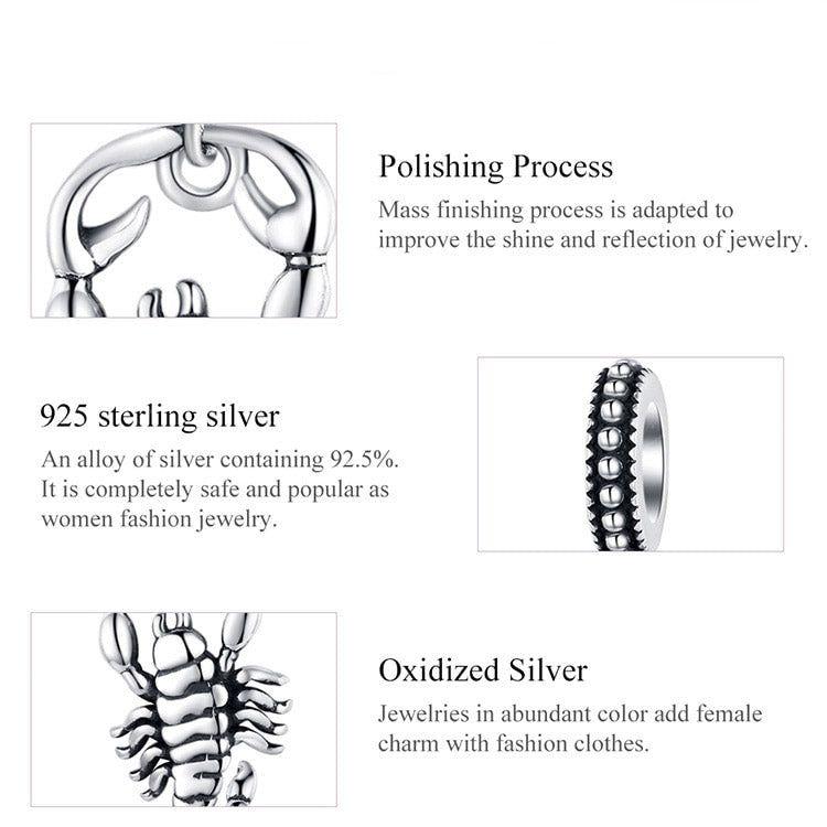 Scorpion sterling silver pendant charm