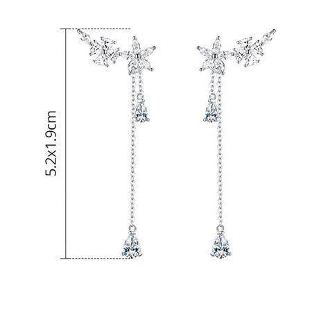 Flower tear drop earrings in sterling silver