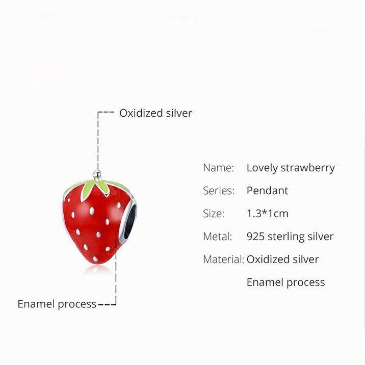 Red strawberry bead charm for bracelets