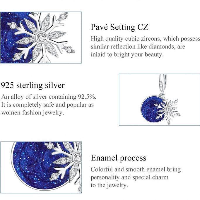 Snowflake on the sky sterling silver pendant charm
