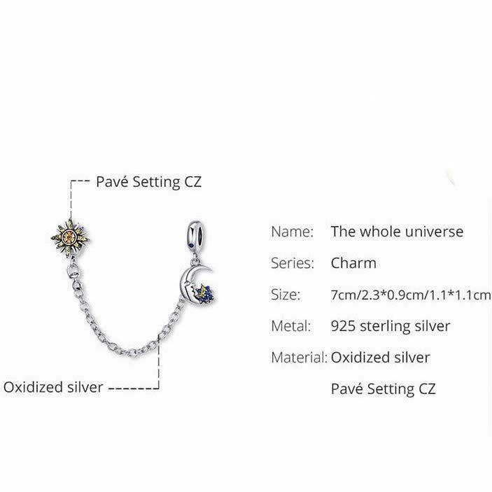 Sun and moon safety chain for bracelets
