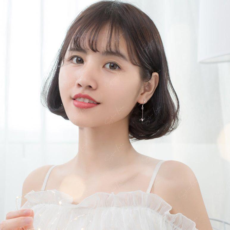 origami paper crane silver earrings