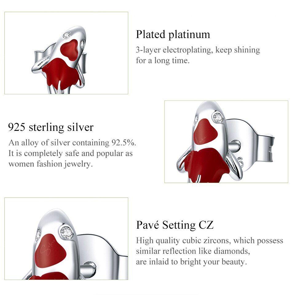 Lucky Koi fish sterling silver stud earrings
