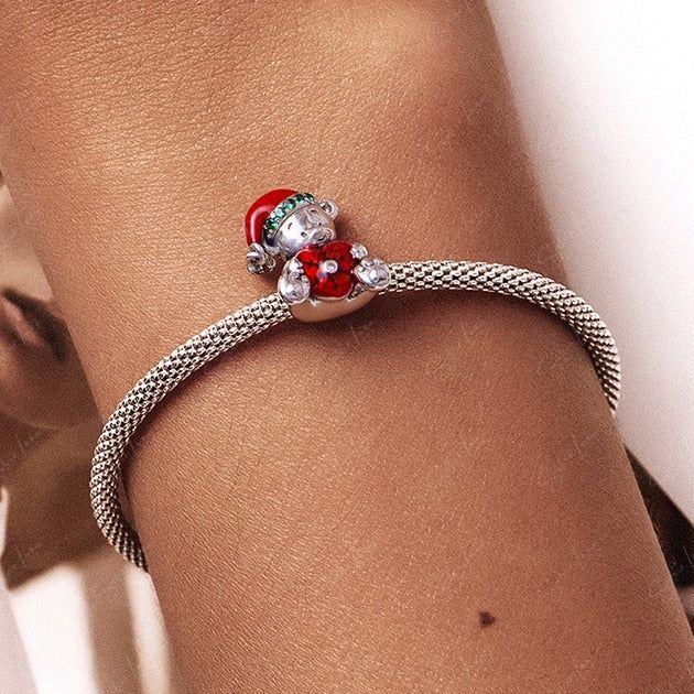 Christmas bear sterling silver charm