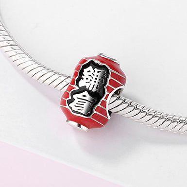 Japanese motif sterling silver enamel charm