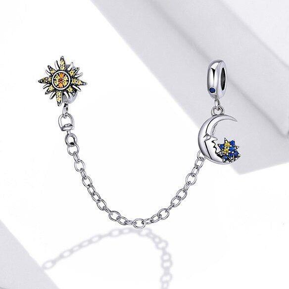 moon and sun safety chain for bracelet