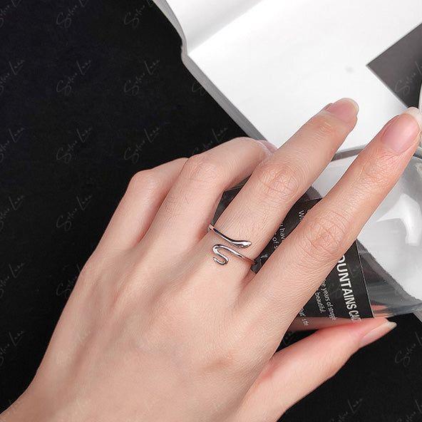 Dainty snake wrap adjustable sterling silver ring
