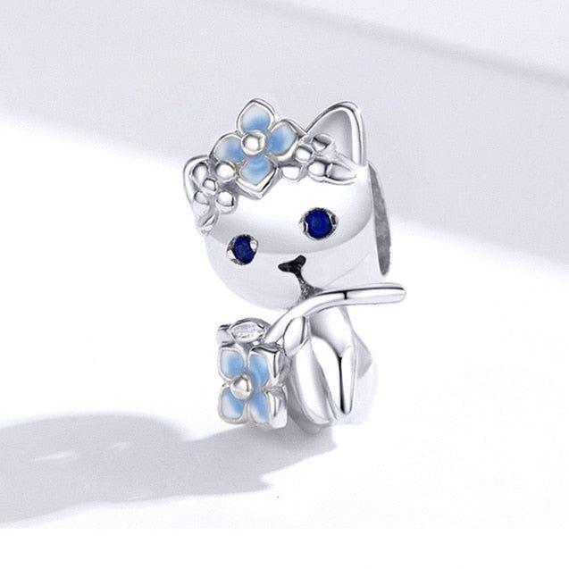 cat flower charm for bracelet