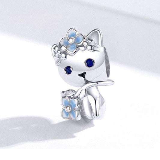 cat flower charm for bracelet
